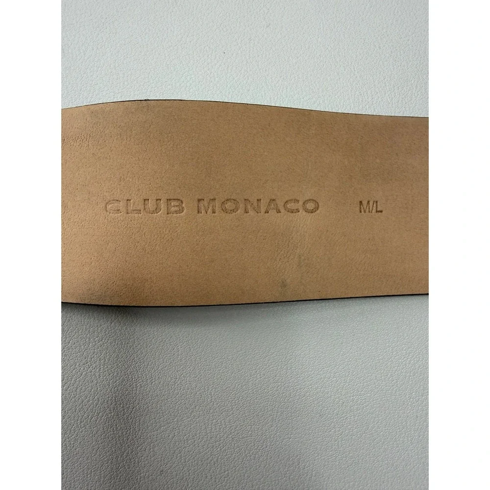 Club Monaco Womens Black Suede Cow Leather Wide Waist Belt Gold Buckle M/L New